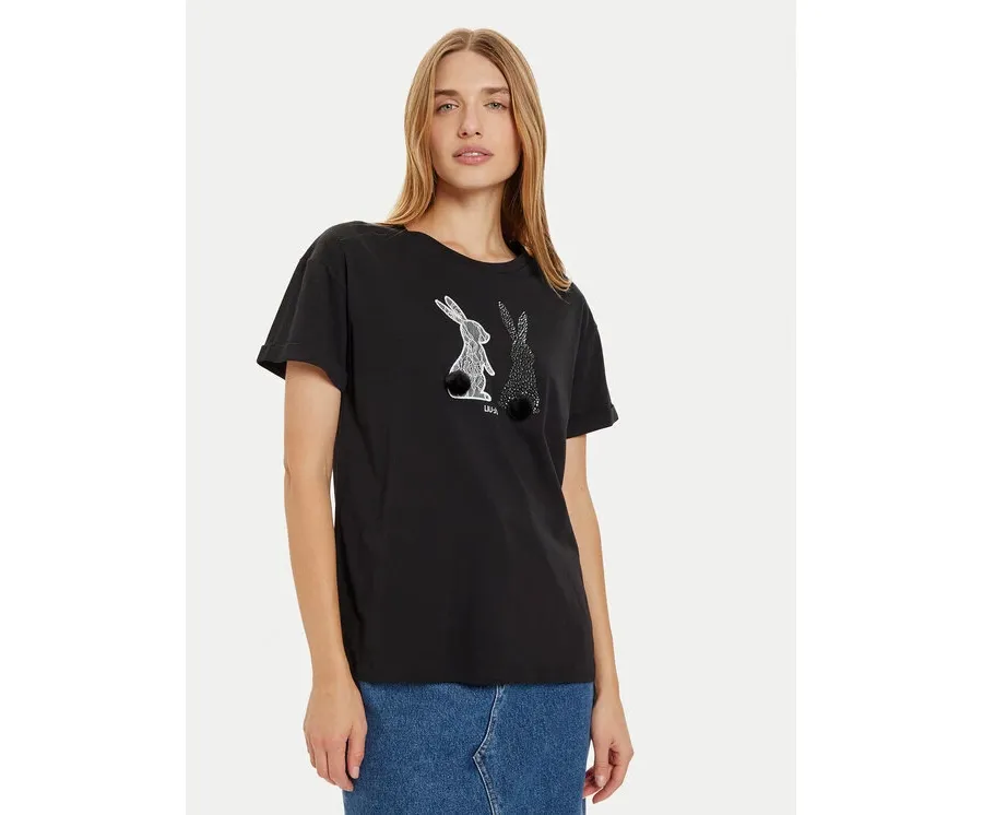 obrazek 1 Liu Jo T-Shirt WF4411 J5904 Czarny Regular Fit