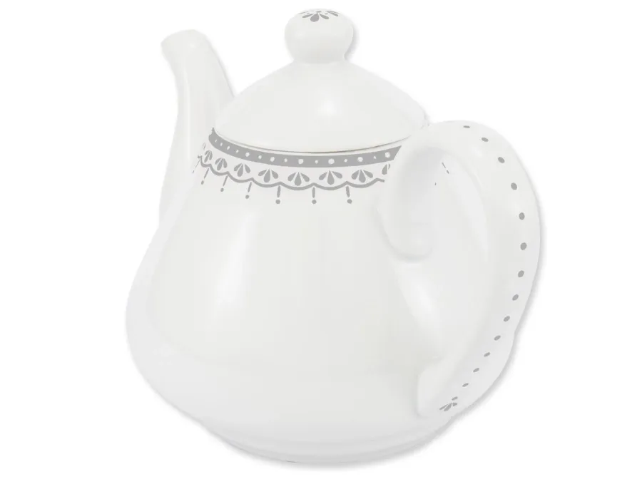 obrazek 3 Piękny imbryk z porcelany z delikatnym szarym zdobieniem z kolekcji HyggeLine – Leander