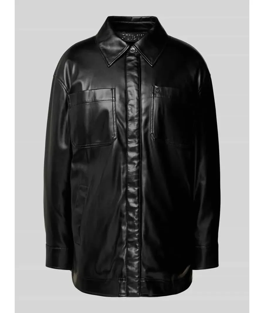 obrazek 1 Bluzka koszulowa z imitacji skóry model ‘MAREVA’