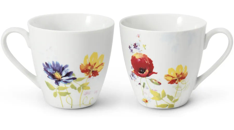 obrazek 1 Elegancki zestaw dwóch kubków z porcelany zdobionych pięknym kwiatowym ornamentem - Leander