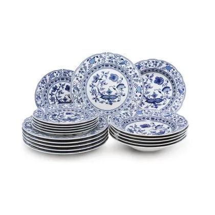 Zdjęcie 18-elementowy stylowy zestaw talerzy z porcelany z kolekcji Onions – Leander