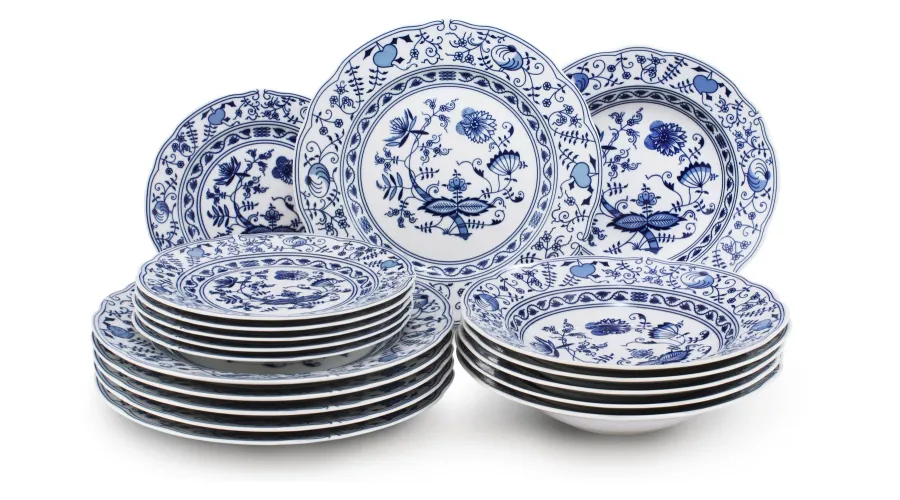 obrazek 1 18-elementowy stylowy zestaw talerzy z porcelany z kolekcji Onions – Leander
