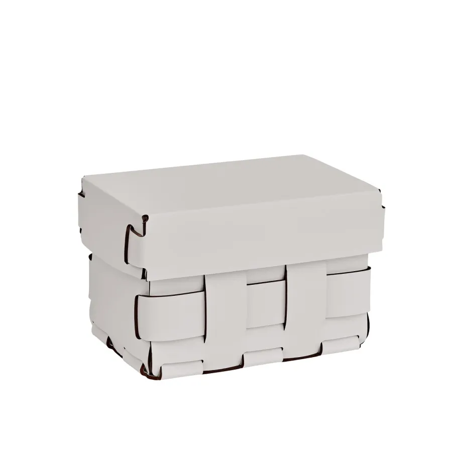 obrazek 1 Ekskluzywny mały koszyk Bottega 12x19xH13 cm w kolorze perłowym