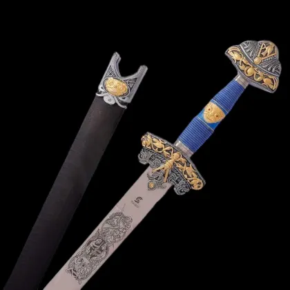 Zdjęcie Elegancki miecz wikingów z pochwą oparty na wzorach historycznych