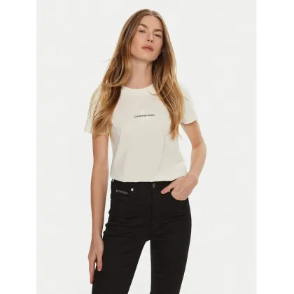 Zdjęcie Calvin Klein Jeans T-Shirt J20J223563 Écru Slim Fit