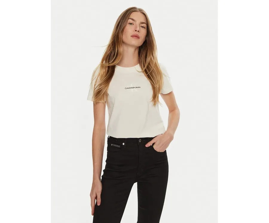 obrazek 1 Calvin Klein Jeans T-Shirt J20J223563 Écru Slim Fit