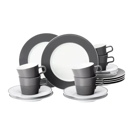 Zdjęcie Porcelanowy 18-elementowy serwis kawowy w kolorze antracytowym - Seltmann Weiden