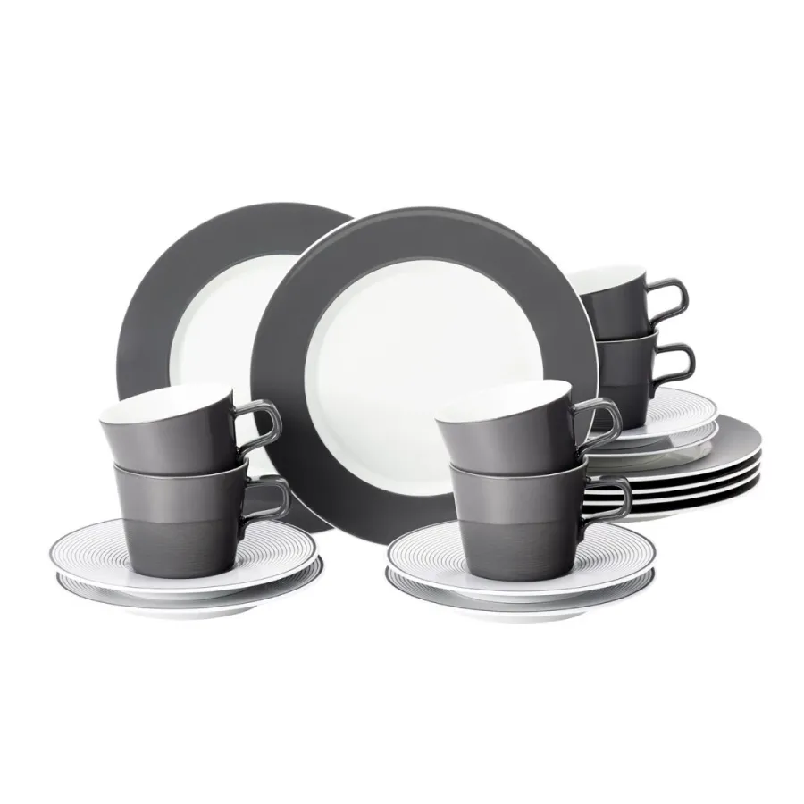 obrazek 1 Porcelanowy 18-elementowy serwis kawowy w kolorze antracytowym - Seltmann Weiden