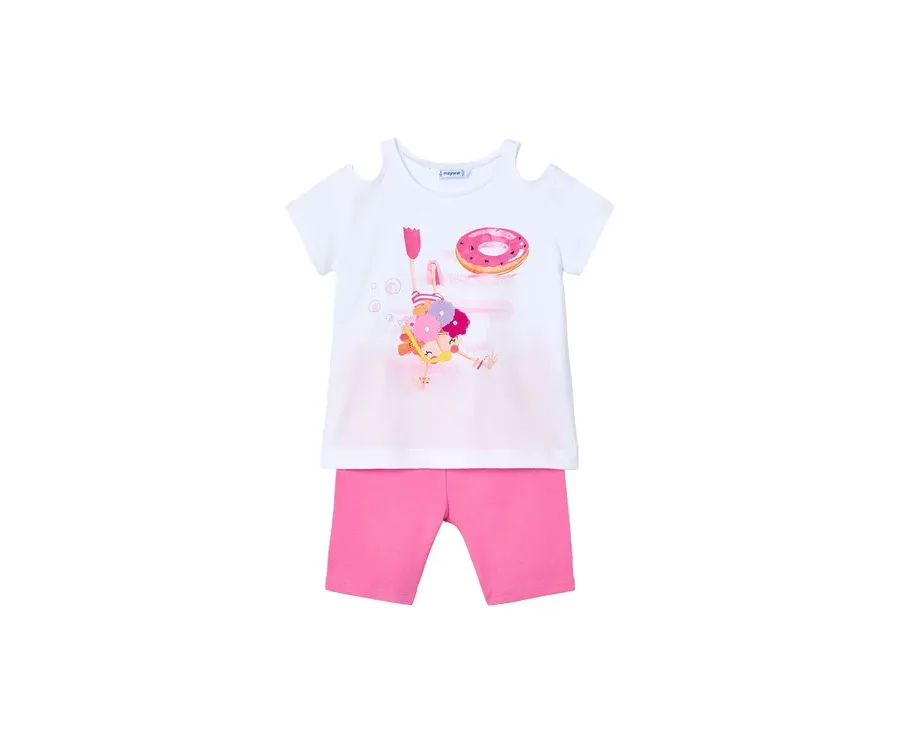 obrazek 1 Mayoral Komplet t-shirt i spodenki 3708 Różowy Regular Fit