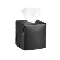Picture Stylish black leather tissue box 12x12xH12 cm