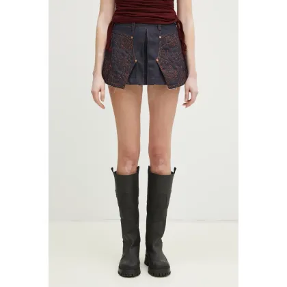 Zdjęcie Andersson Bell spódnica jeansowa Embroidery Panel Pleated Denim kolor granatowy mini ołówkowa apa795w