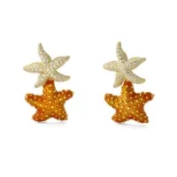 Picture Eye-catching earrings 18K gold-plated silver White zircons Orange nail polish
