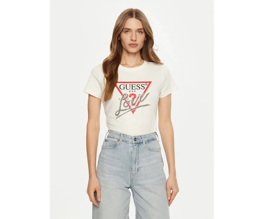 obrazek 1 Guess T-Shirt W5RI10 I3Z14 Écru Regular Fit