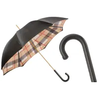 Zdjęcie Stylowy czarny parasol damski w piękną kratę – Pasotti