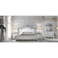Picture Beautiful white Italian bed with silver decoration 160x200cm - Casa + 39