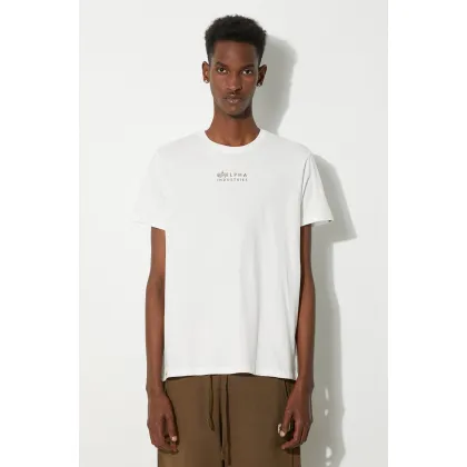 Zdjęcie Alpha Industries t-shirt bawełniany kolor biały z nadrukiem 118529.626-BIALY