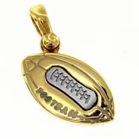 Picture Rugby ball pendant in yellow and white gold