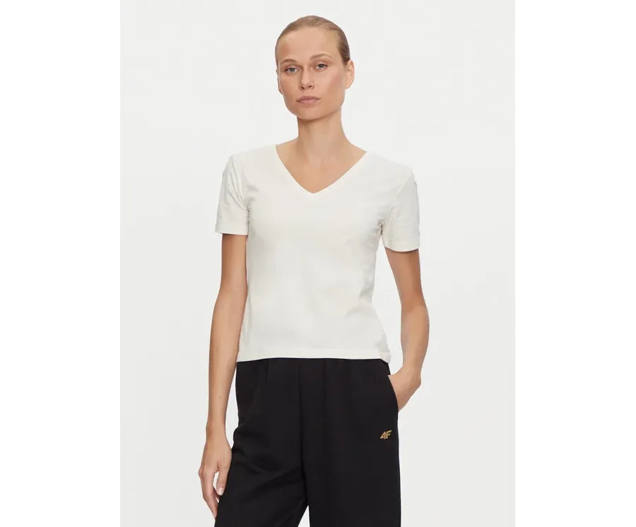 obrazek 1 4F T-Shirt 4FWAW24TTSHF1649 Écru Slim Fit