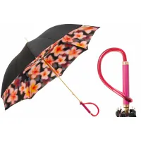 Picture Stylish black women's umbrella decorated with an original flower motif - Pasotti