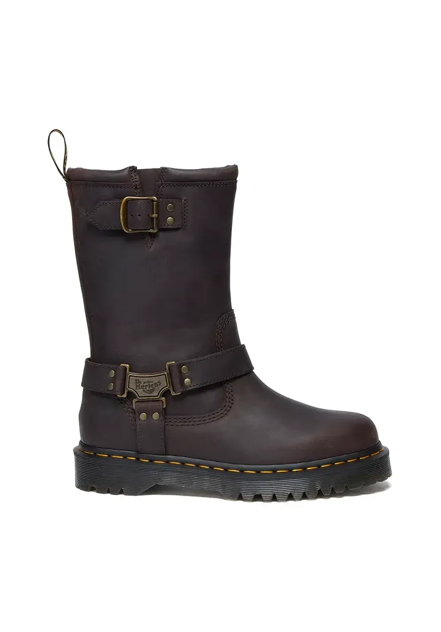 obrazek 1 Dr. Martens kozaki skórzane Anistone Hi damskie kolor brązowy na płaskim obcasie lekko ocieplone DM31901201