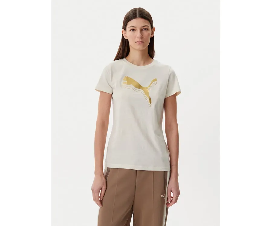 obrazek 1 Puma T-Shirt Essentials Metallic 684995 Beżowy Regular Fit