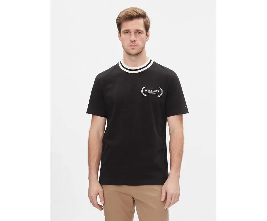 obrazek 1 Tommy Hilfiger T-Shirt Laurel Tipped Tee MW0MW33681 Czarny Regular Fit