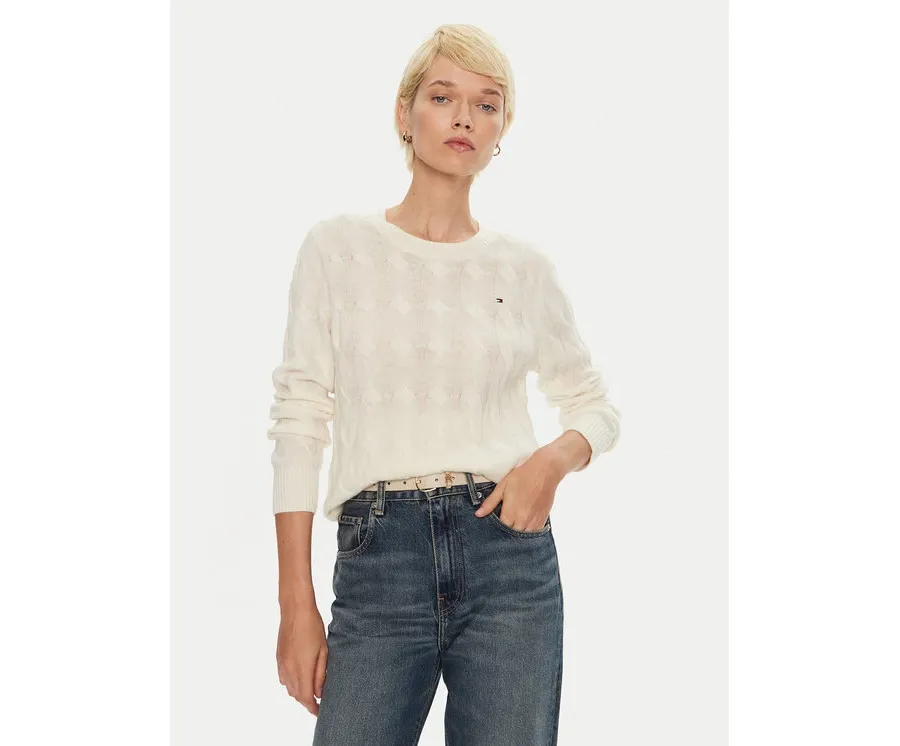obrazek 1 Tommy Hilfiger Sweter WW0WW43586 Écru Regular Fit
