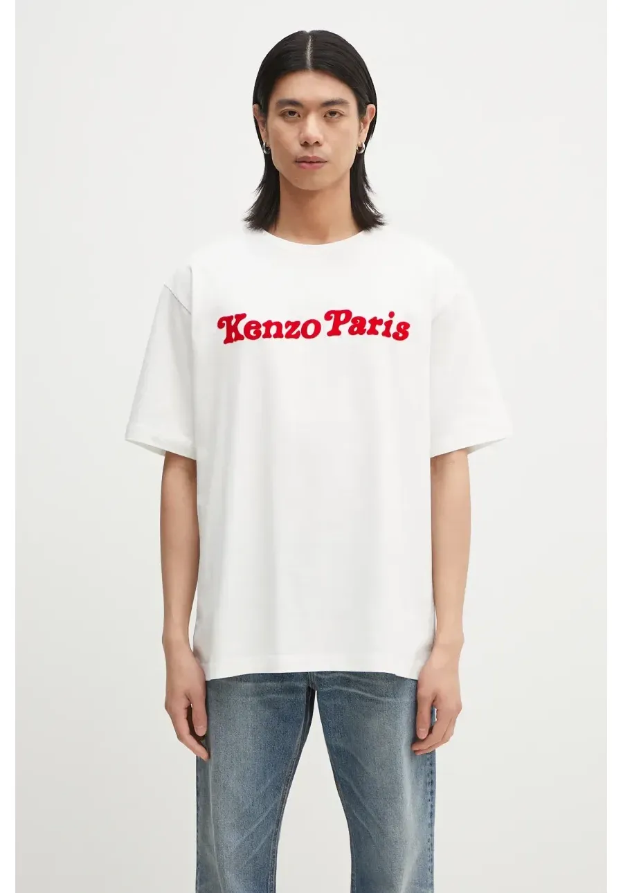 obrazek 1 Kenzo t-shirt bawełniany męski kolor biały z aplikacją FF55TS5474SG.02