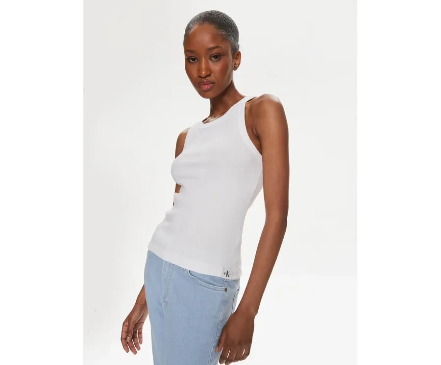 obrazek 1 Calvin Klein Jeans Top Variegated J20J223104 Biały Slim Fit