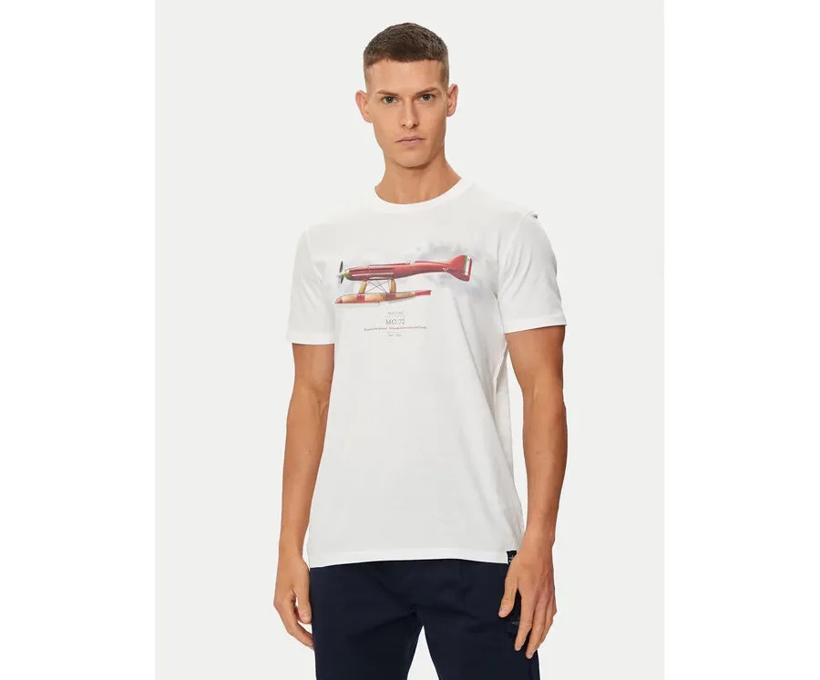 obrazek 1 Aeronautica Militare T-Shirt 241TS2252J607 Écru Regular Fit