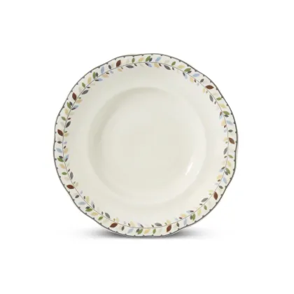 Zdjęcie Elegancki głęboki talerz z porcelany zdobiony pięknym motywem liści - Leander