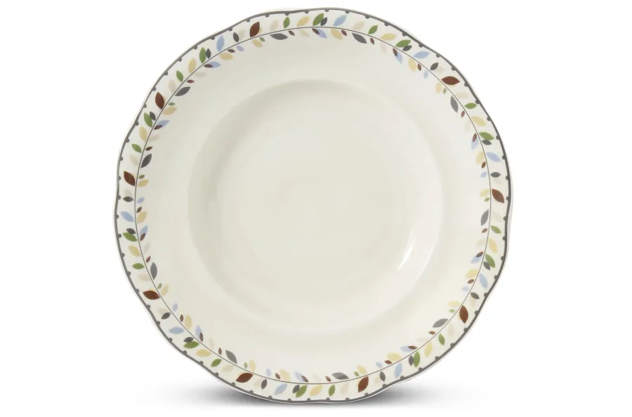 obrazek 1 Elegancki głęboki talerz z porcelany zdobiony pięknym motywem liści - Leander