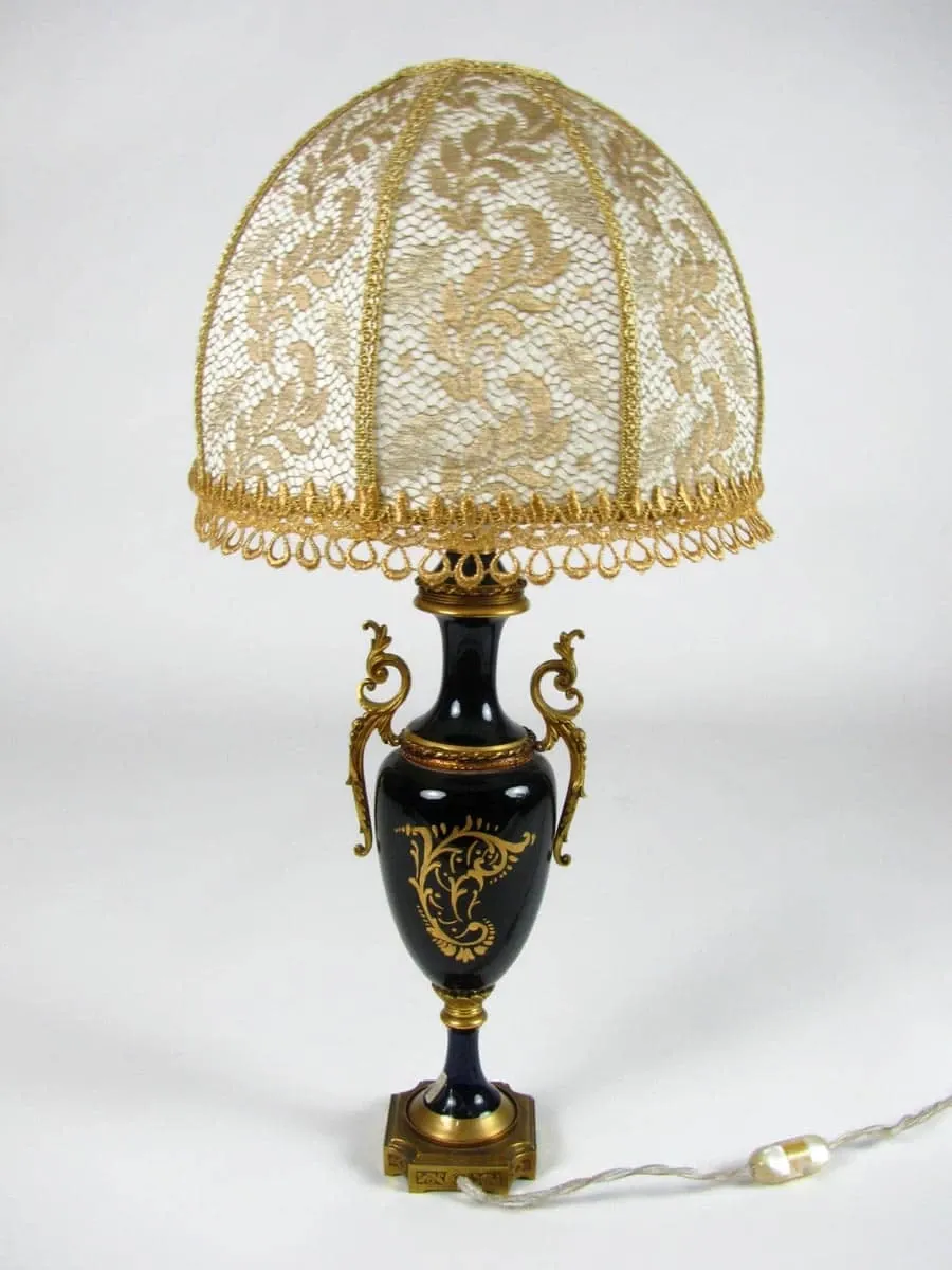 obrazek 5 Lampy stołowe z porcelany w kolorze kobaltowo-niebieskim, zdobione złotem