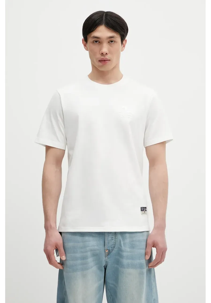 obrazek 1 Evisu t-shirt bawełniany Logo EMB SS męski kolor biały z aplikacją 2ESHTM5TS1137