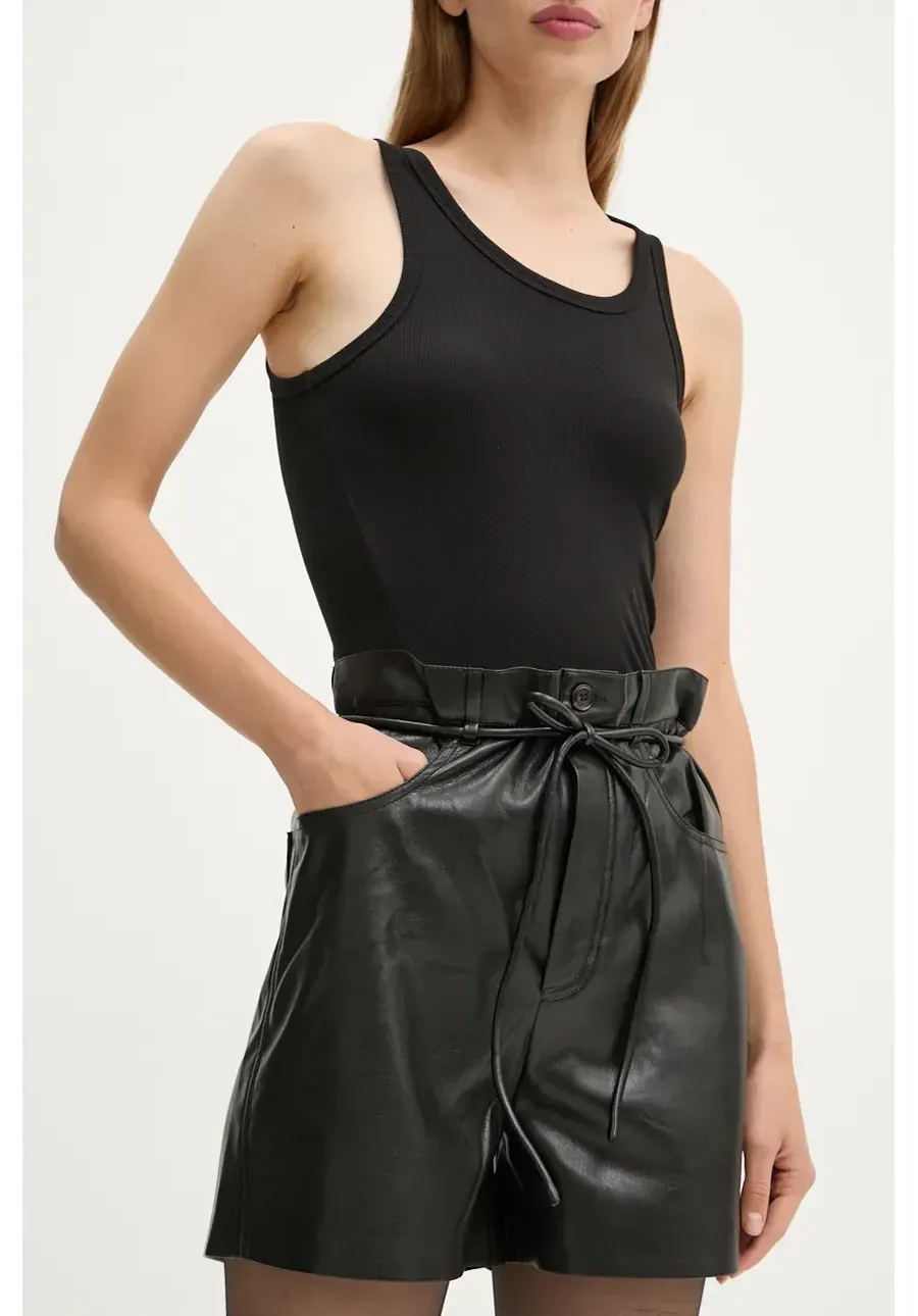 obrazek 1 Nanushka szorty SCEPA damskie kolor czarny gładkie high waist NW24PFOW10551