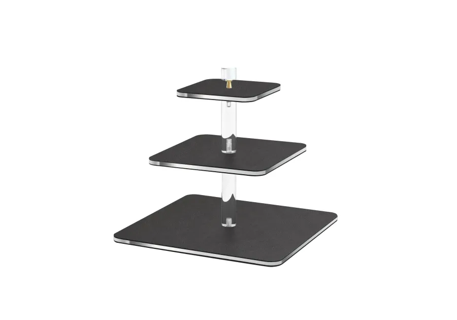 picture 1 Stylish serving stand 30x30xH30 cm with leather and plexiglass elements