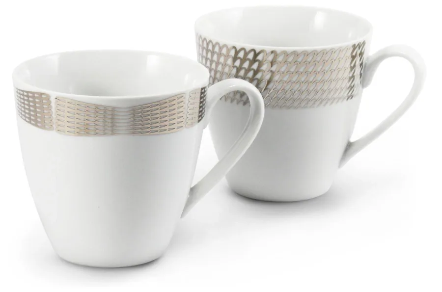 obrazek 1 Nowoczesny porcelanowy zestaw dwóch kubków ze srebrnym zdobieniem z kolekcji Angel wings - Leander