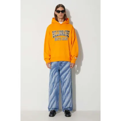 Zdjęcie Billionaire Boys Club bluza bawełniana VARSITY LOGO POPOVER HOOD męska kolor pomarańczowy z kapturem z nadrukiem B23328