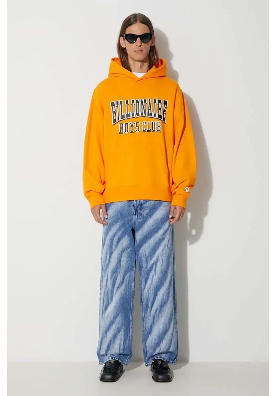 obrazek 1 Billionaire Boys Club bluza bawełniana VARSITY LOGO POPOVER HOOD męska kolor pomarańczowy z kapturem z nadrukiem B23328