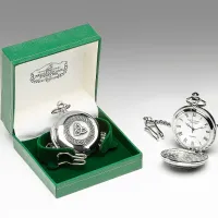 Picture Men's quartz pocket watch made of pewter