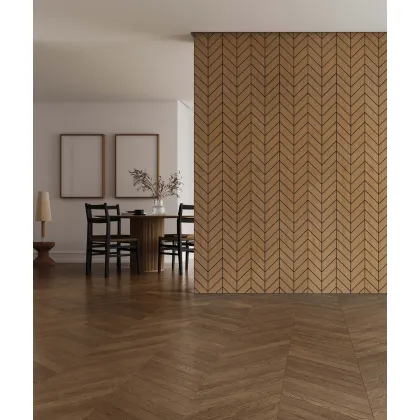 Zdjęcie 275x60x1,1 cm LD (Jodełka XL) panel frezowany MDF fornir dębowy - ozdobna dekoracja ścienna 3D
