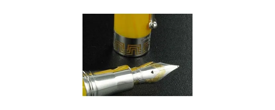 picture 5 Miya Fountain Pen - Silver/Yellow Celluloid - Montegrappa