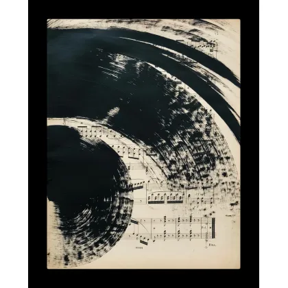 Zdjęcie Black no 28. Akryl na starych, archiwalnych nutach, 34 x 27 cm