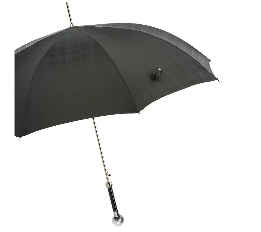 obrazek 6 Stylowy czarny parasol męski z rączką w kształcie piłki golfowej - Pasotti
