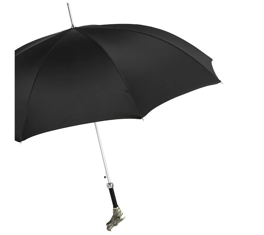 obrazek 8 Wyjątkowy czarny parasol męski z rączką w kształcie głowy smoka – Pasotti