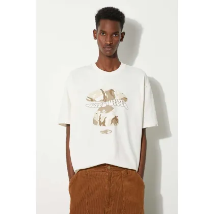 Zdjęcie AAPE t-shirt bawełniany Basic Tee męski kolor beżowy z nadrukiem AAPTEM1458XXM