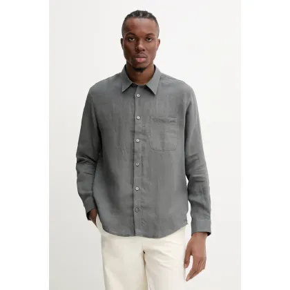 Zdjęcie A.P.C. koszula A.P.C. Chemise Cassel LIAEK-H12545 BLACK męska kolor czarny regular z kołnierzykiem klasycznym