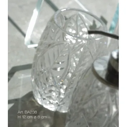 Zdjęcie Stylowy pojemnik na szczoteczki z włoskiego ręcznie szlifowanego kryształu z przezroczystym i matowym obrazem liści - Il Paralume Marina