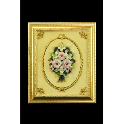 Zdjęcie Luksusowy porcelanowy obraz z kwiatami do salonu