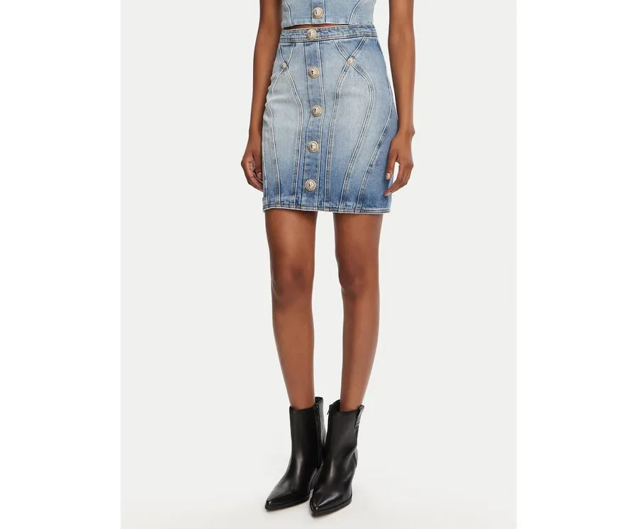 obrazek 1 Balmain Spódnica jeansowa DF1LBA22DE53 Niebieski Slim Fit